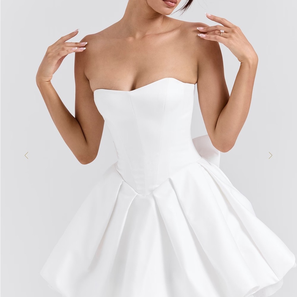 House of CB Strapless White Mini Dress